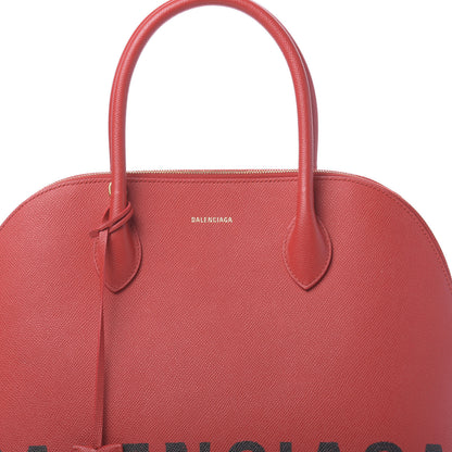 Balenciaga Signature Grained Calfskin Logo M Ville Top Handle Bag Rouge Coquelicot Black 10 of 19