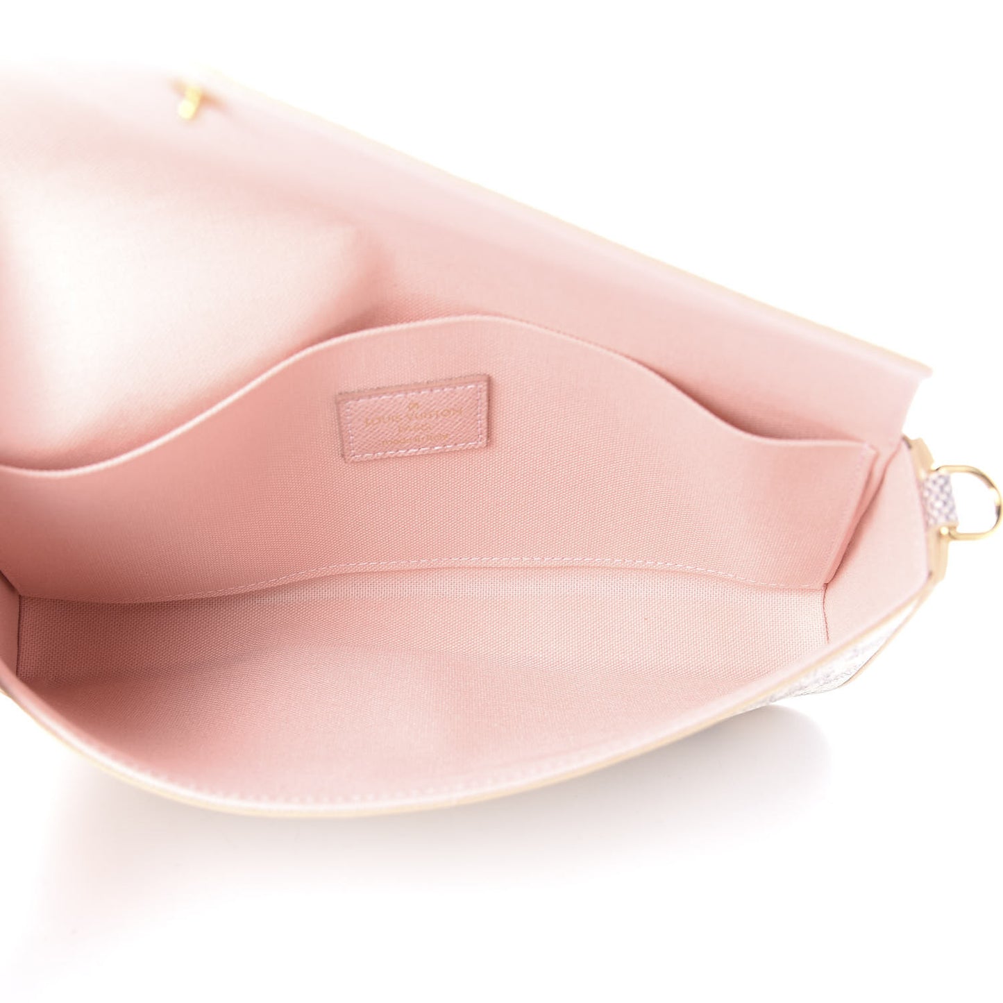 Damier Azur Pochette Felicie Chain Wallet Rose Ballerine