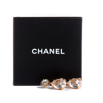 Chanel Crystal CC Teardrop Dangle Earrings Gold 4 of 4
