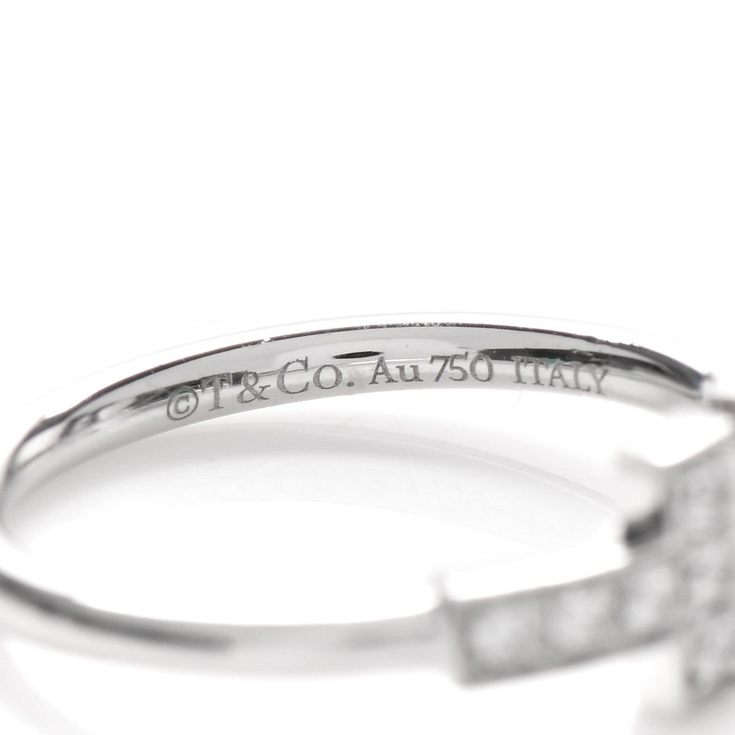 Tiffany 18K White Gold Diamond T Wire Ring 48 4.5 4 of 5