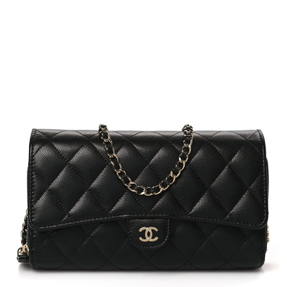 Chanel Caviar Quilted Phone Holder Wallet on Removable Chain Black 1 of 10