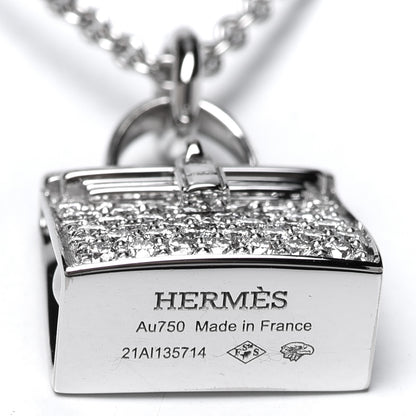 Hermes 18K White Gold Diamond Kelly Amulettes Pendant Necklace 5 of 6