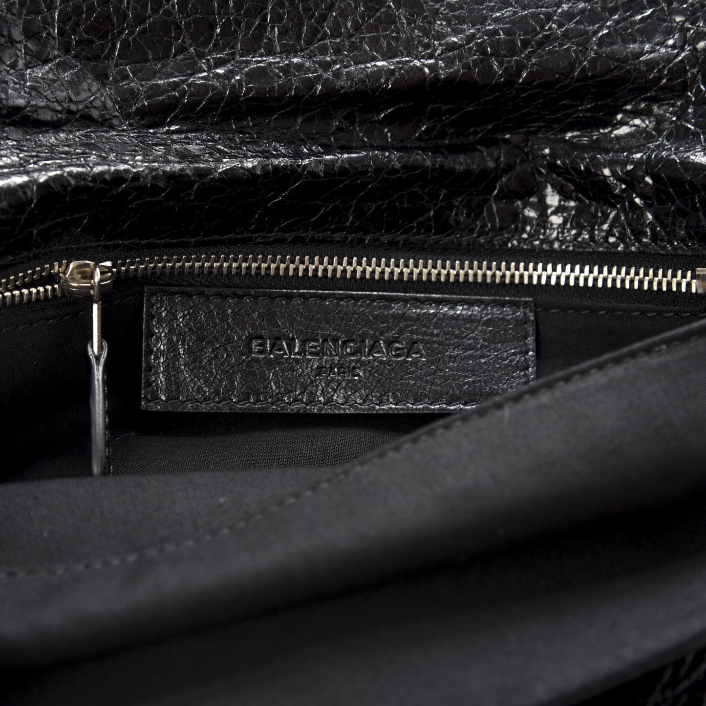 Agneau Giant 12 Silver Hardware Envelope Strap Clutch Black