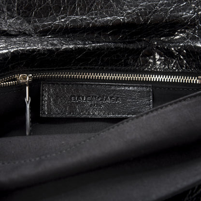 Balenciaga Agneau Giant 12 Silver Hardware Envelope Strap Clutch Black 5 of 9