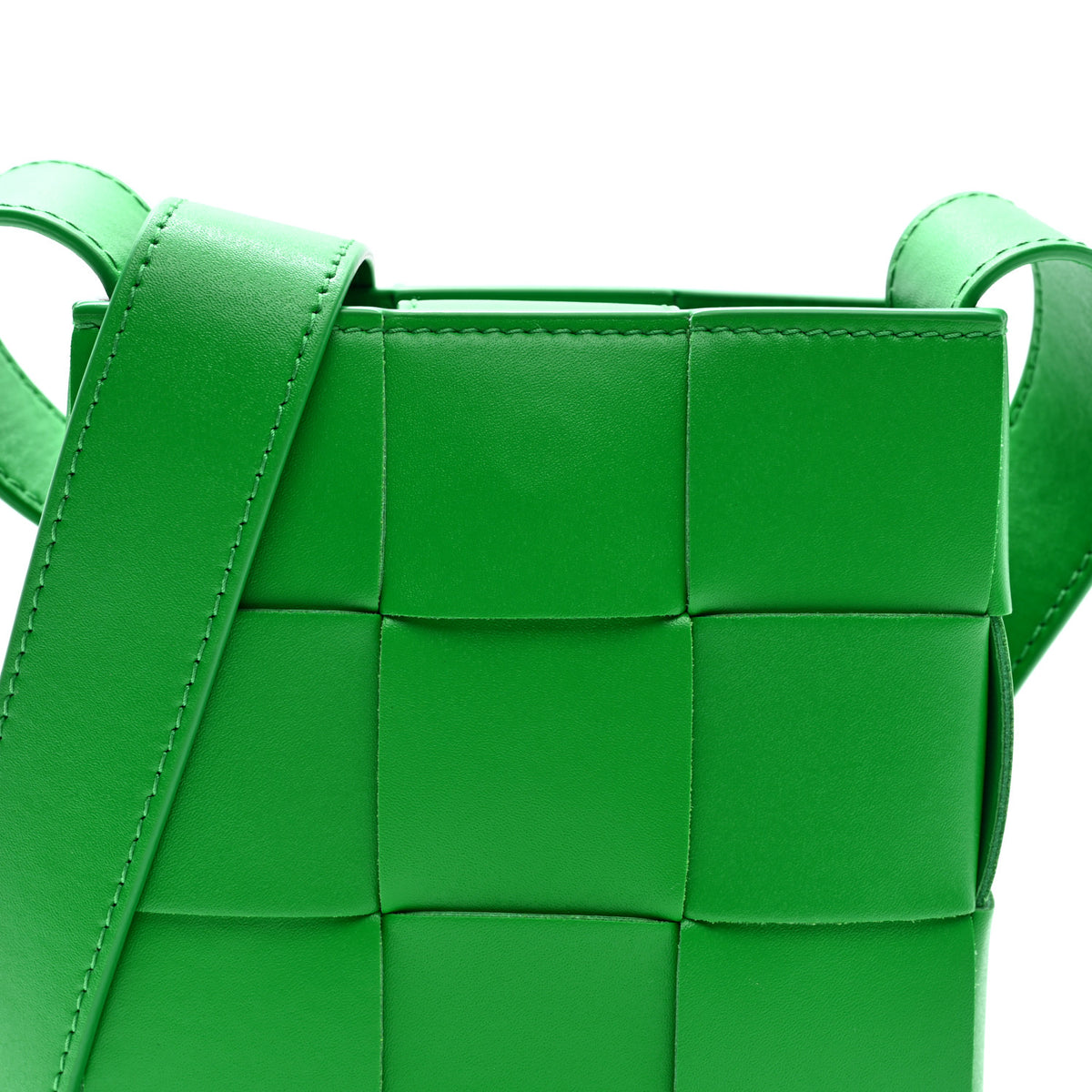Calfskin Maxi Intrecciato Mini Vertical Cassette Crossbody Bag Parakeet