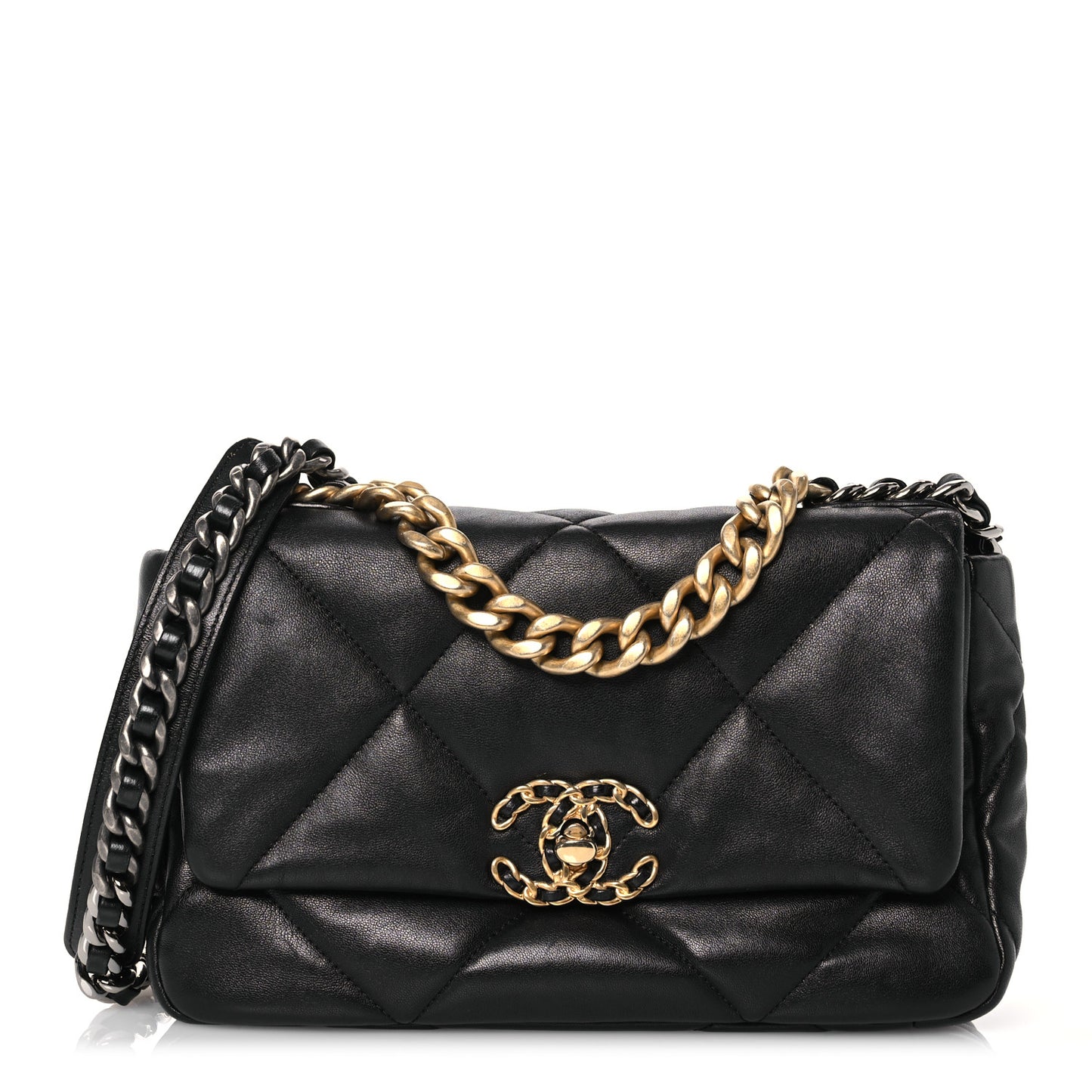 Lambskin Quilted Medium Chanel 19 Flap Black