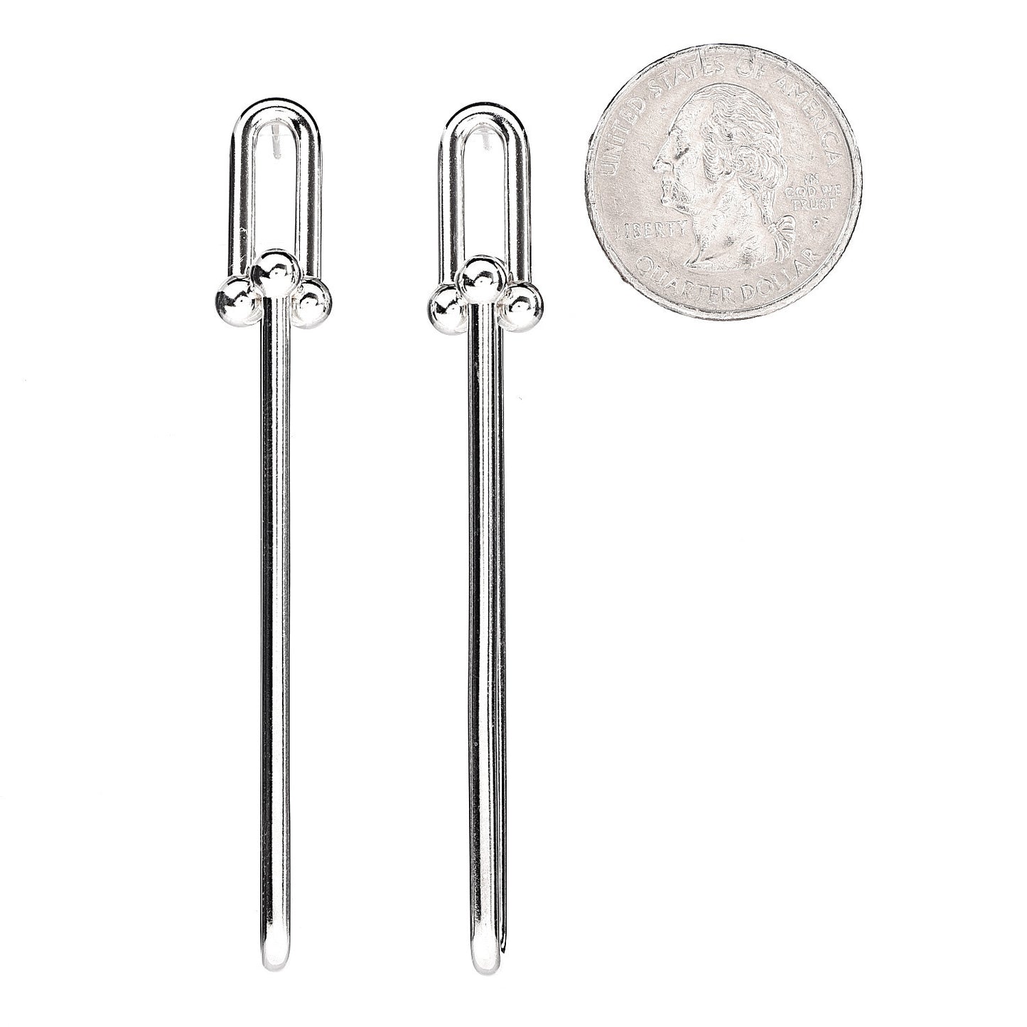 Sterling Silver HardWear Double Long Link Earrings