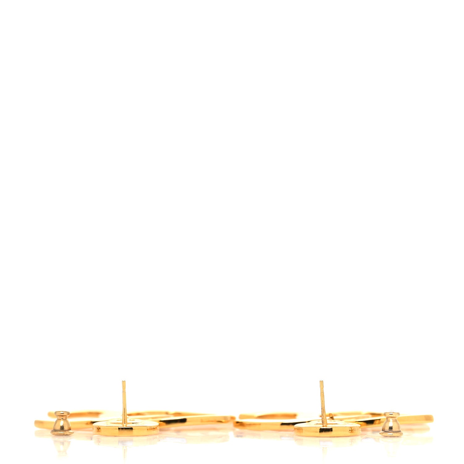 Chanel Metal Large Paris Button Earrings Gold 3 of 4