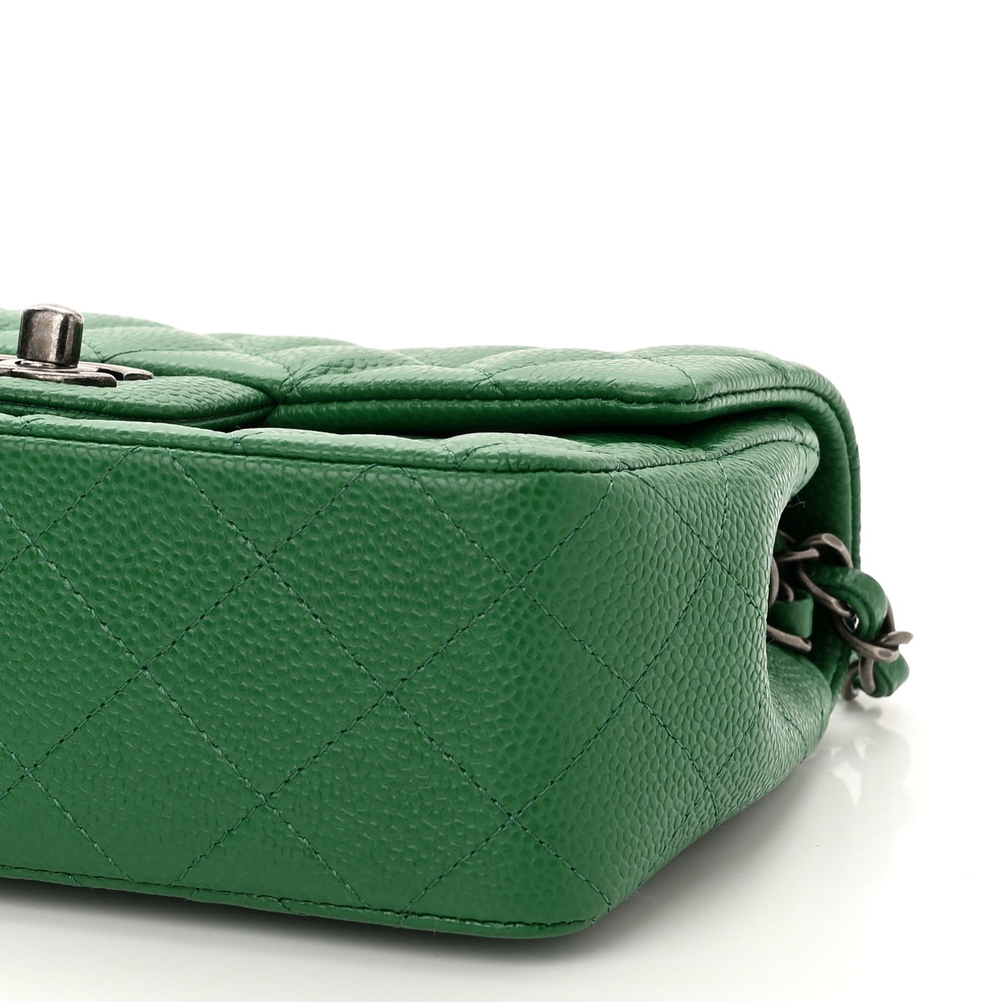 Caviar Quilted Mini Rectangular Flap Green
