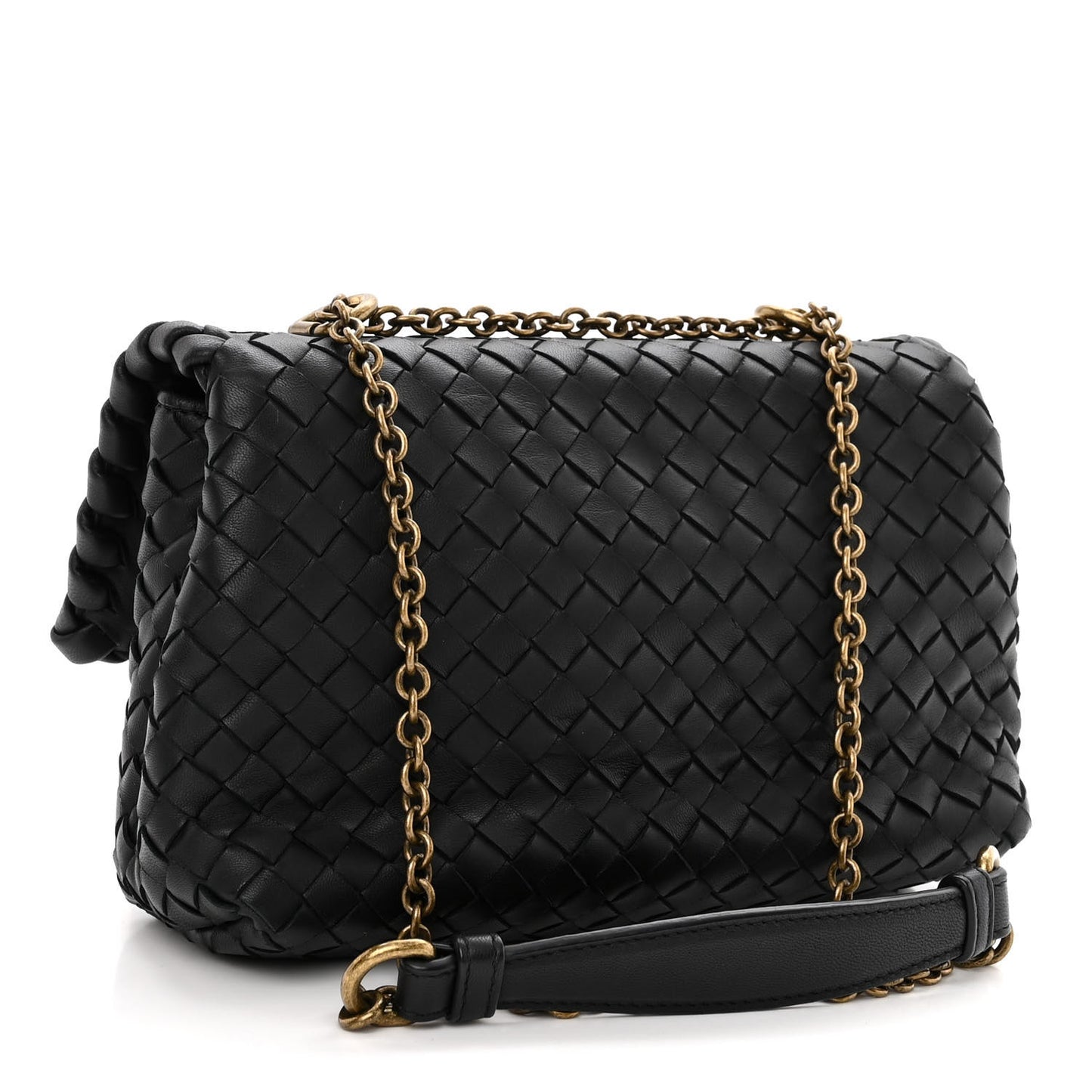 Nappa Intrecciato Baby Olimpia Shoulder Bag Black
