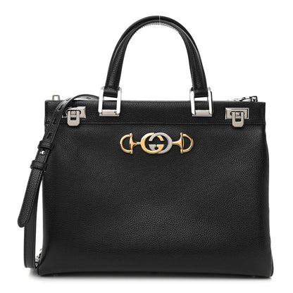Gucci Grainy Calfskin Medium Zumi Top Handle Bag Black 1 of 8