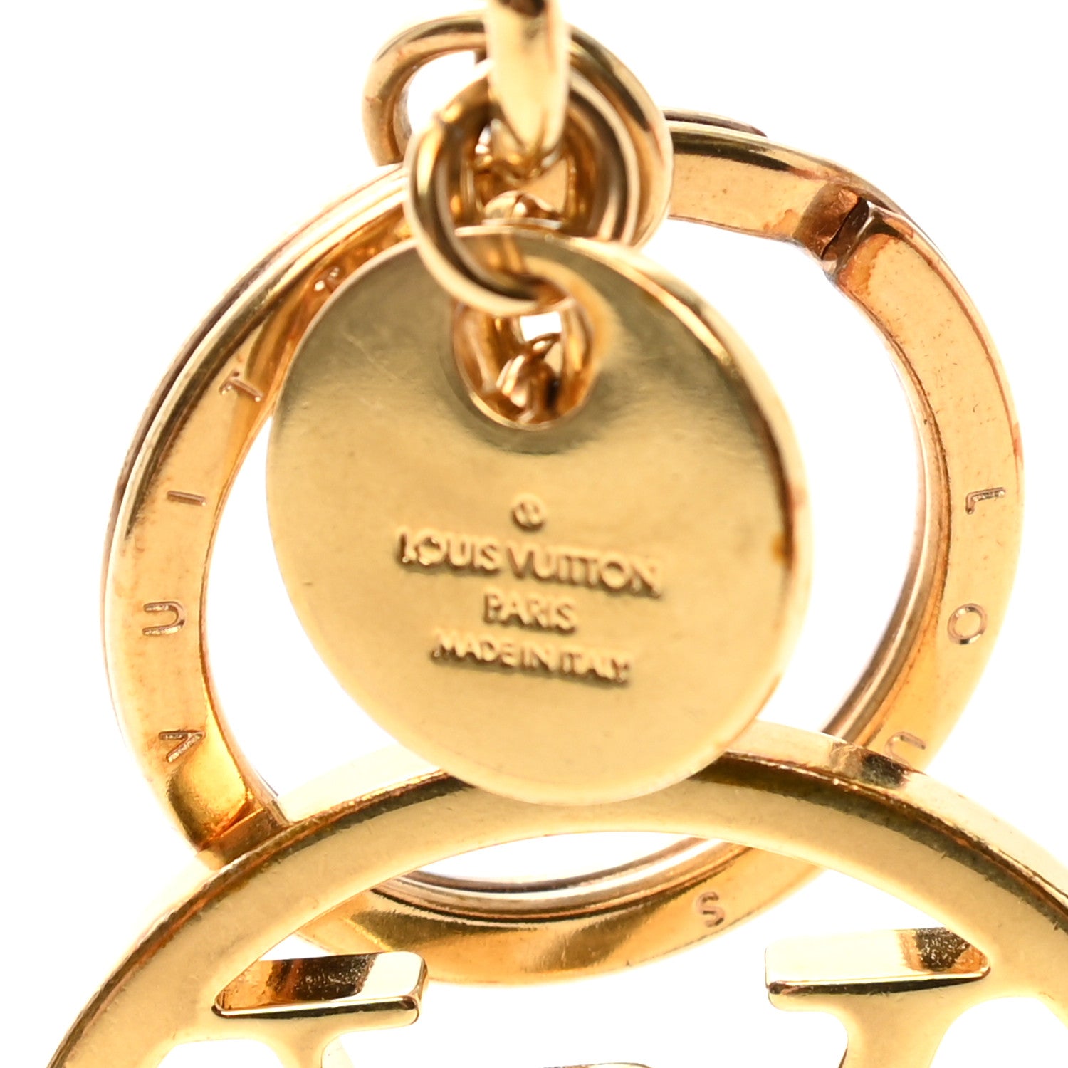 Louis Vuitton Metal LV Circle Bag Charm Key Holder Gold 3 of 7