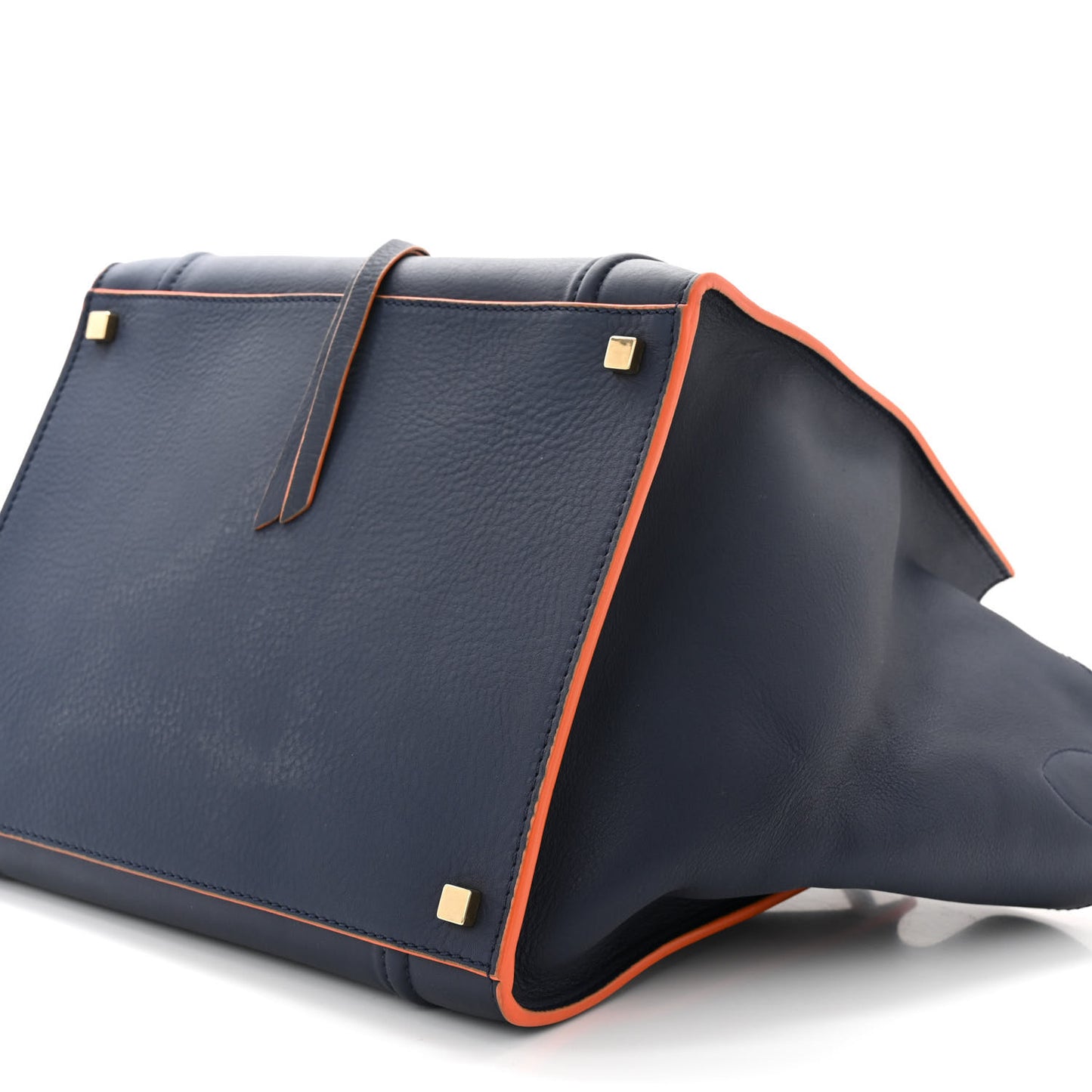Supple Calfskin Large Phantom Luggage Navy Blue Orange
