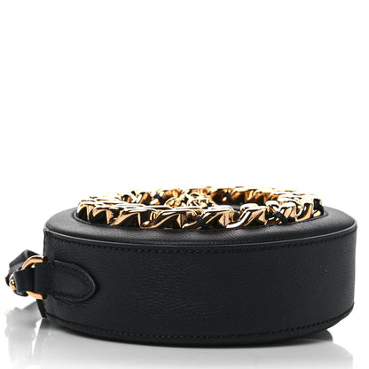 Versace Calfskin Mini La Medusa Chain Round Crossbody Bag Black 4 of 8