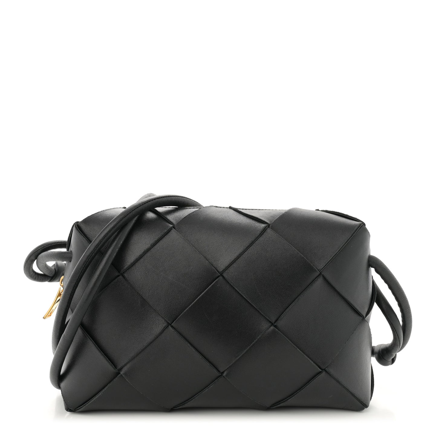 Lambskin Maxi Intrecciato Small Cassette Camera Bag Black