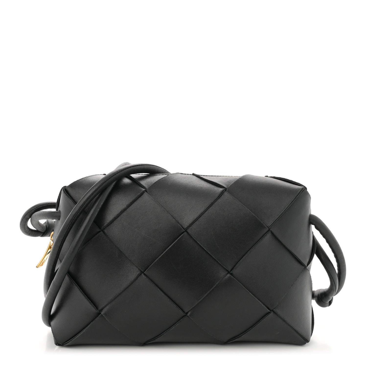 Bottega Veneta Lambskin Maxi Intrecciato Small Cassette Camera Bag Black 1 of 9