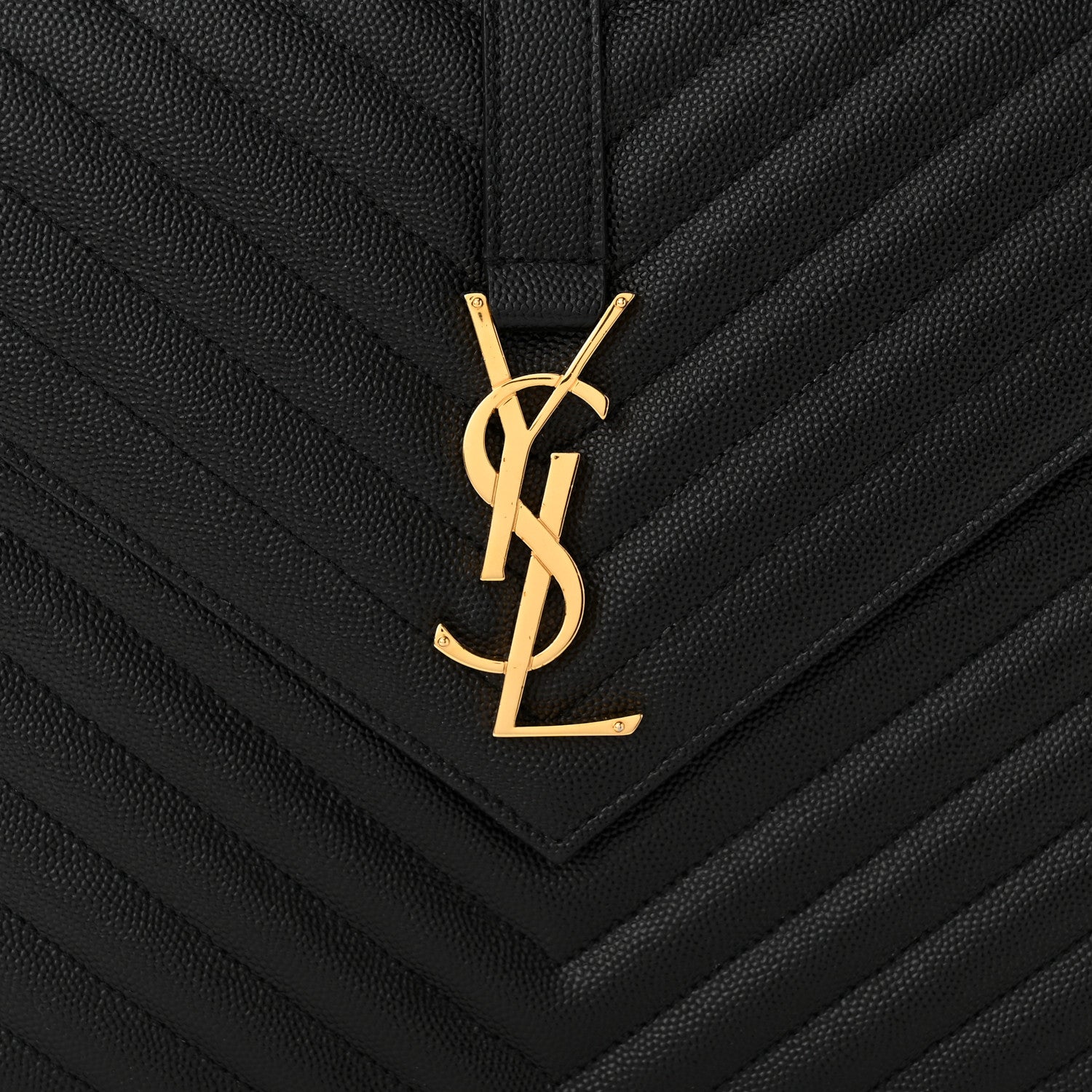 Saint Laurent Grain De Poudre Matelasse Chevron Large Monogram Satchel Black 8 of 10