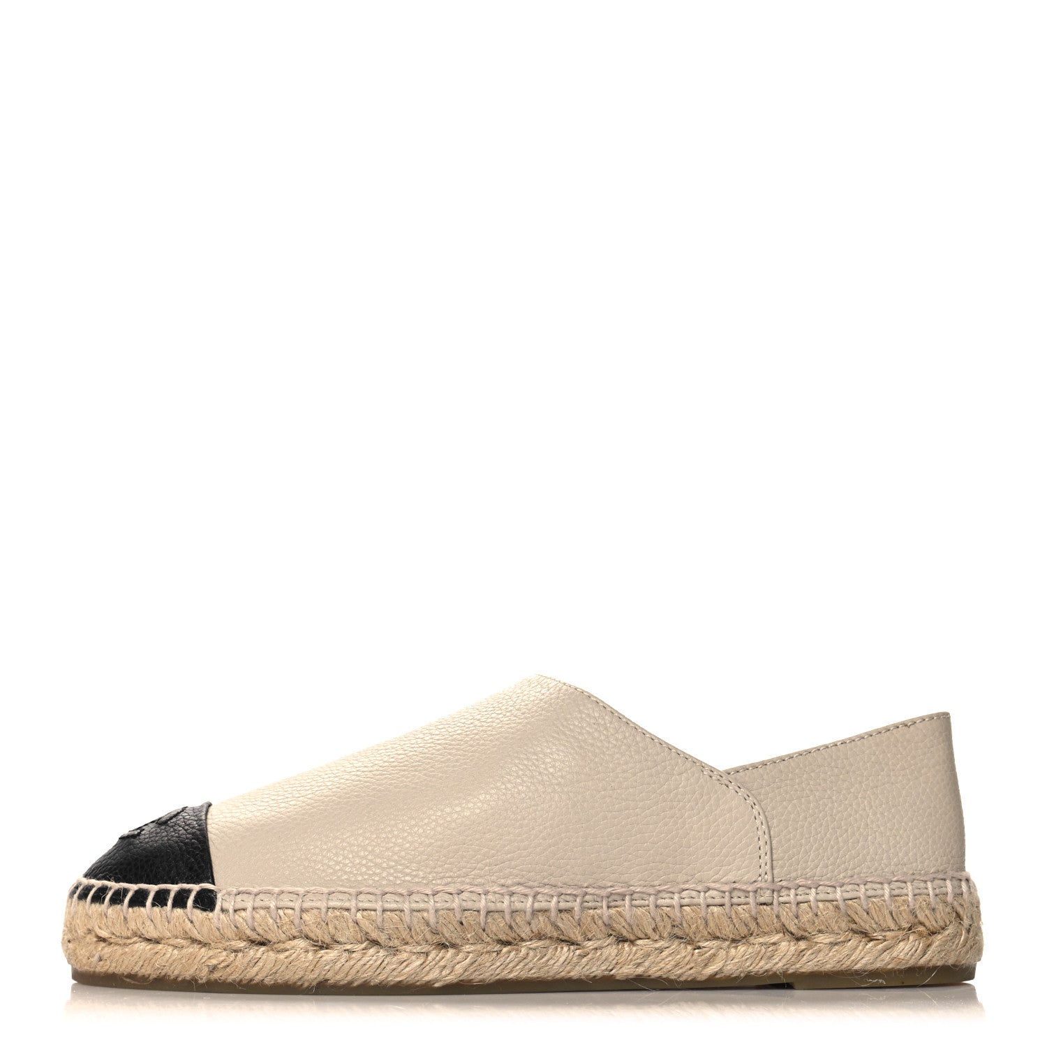 Chanel Grained Calfskin CC Espadrilles 38 Beige Black 1 of 10