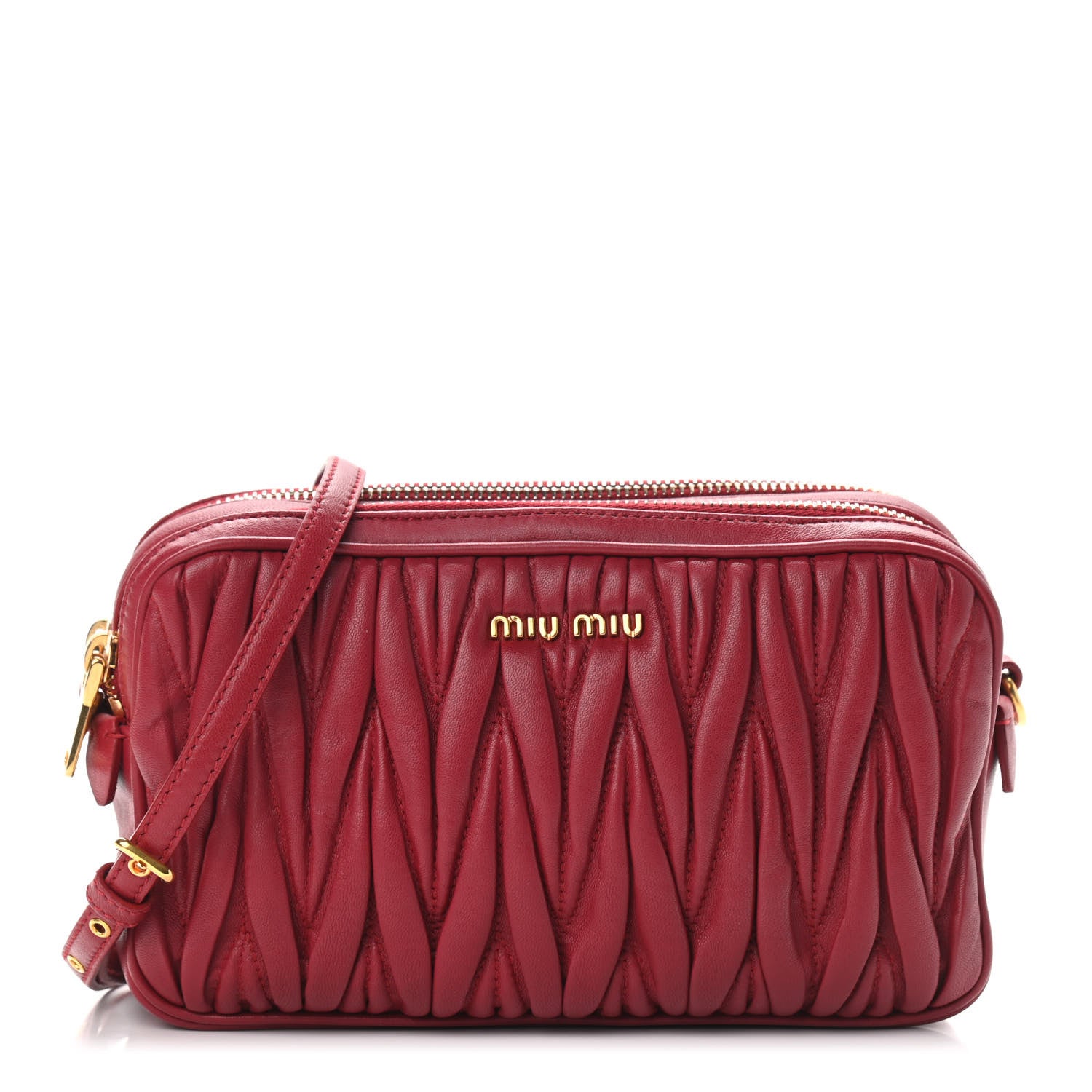 Miu Miu Nappa Matelasse Double Zip Shoulder Bag Fuoco 1 of 9