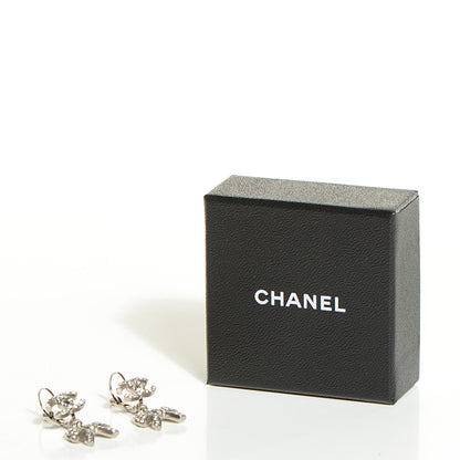 Chanel Crystal CC Bow Earrings Silver 3 of 3
