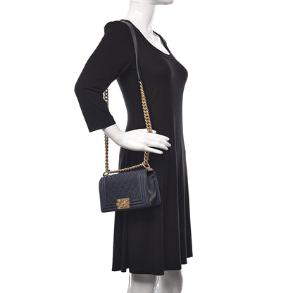 Chanel Caviar Quilted Small Boy Flap Navy 2 of 10