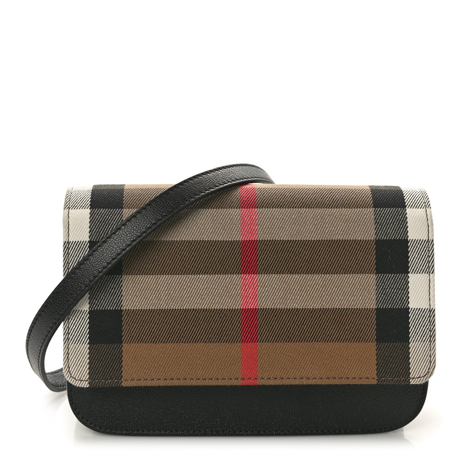 Burberry Grained Calfskin House Check Small Madison Shoulder Bag Black 1 of 9