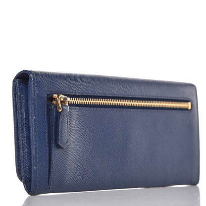 Prada Saffiano Metal Continental Flap Wallet Bleuette 3 of 9