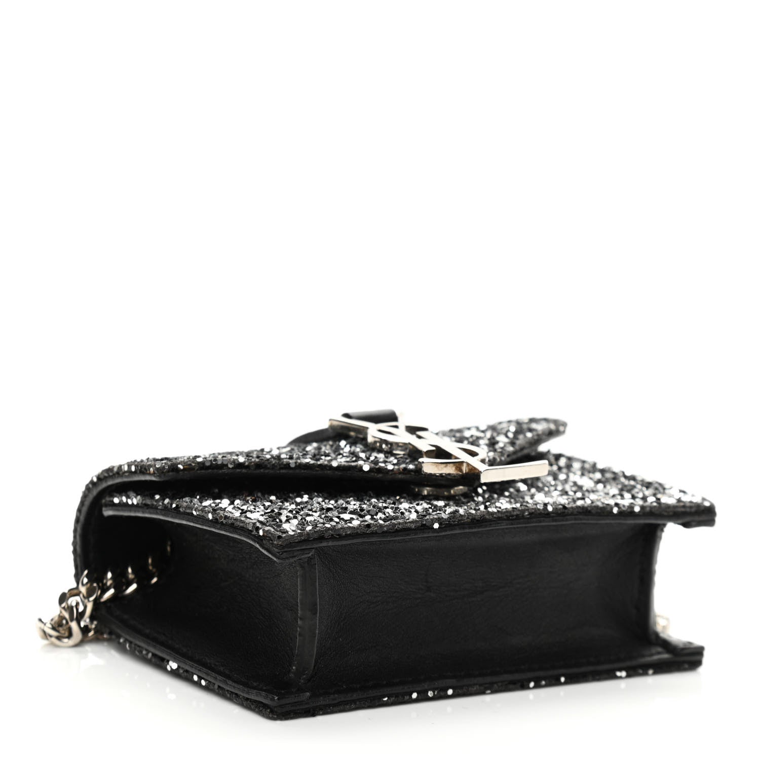 Saint Laurent Sequin Calfskin Monogram Mini Candy Crossbody Black 4 of 11