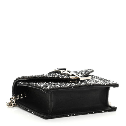 Saint Laurent Sequin Calfskin Monogram Mini Candy Crossbody Black 4 of 11