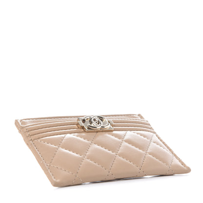 Chanel Lambskin Quilted Boy Card Holder Beige 4 of 8