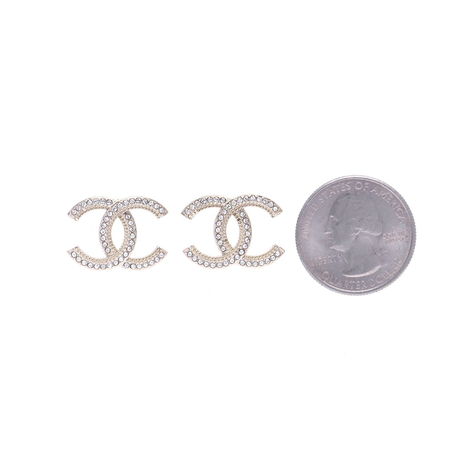 Chanel Crystal CC Earrings Gold 2 of 6