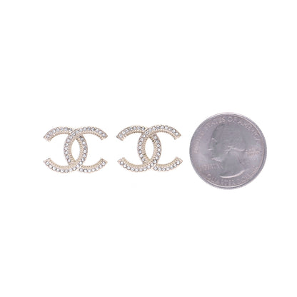 Chanel Crystal CC Earrings Gold 2 of 6