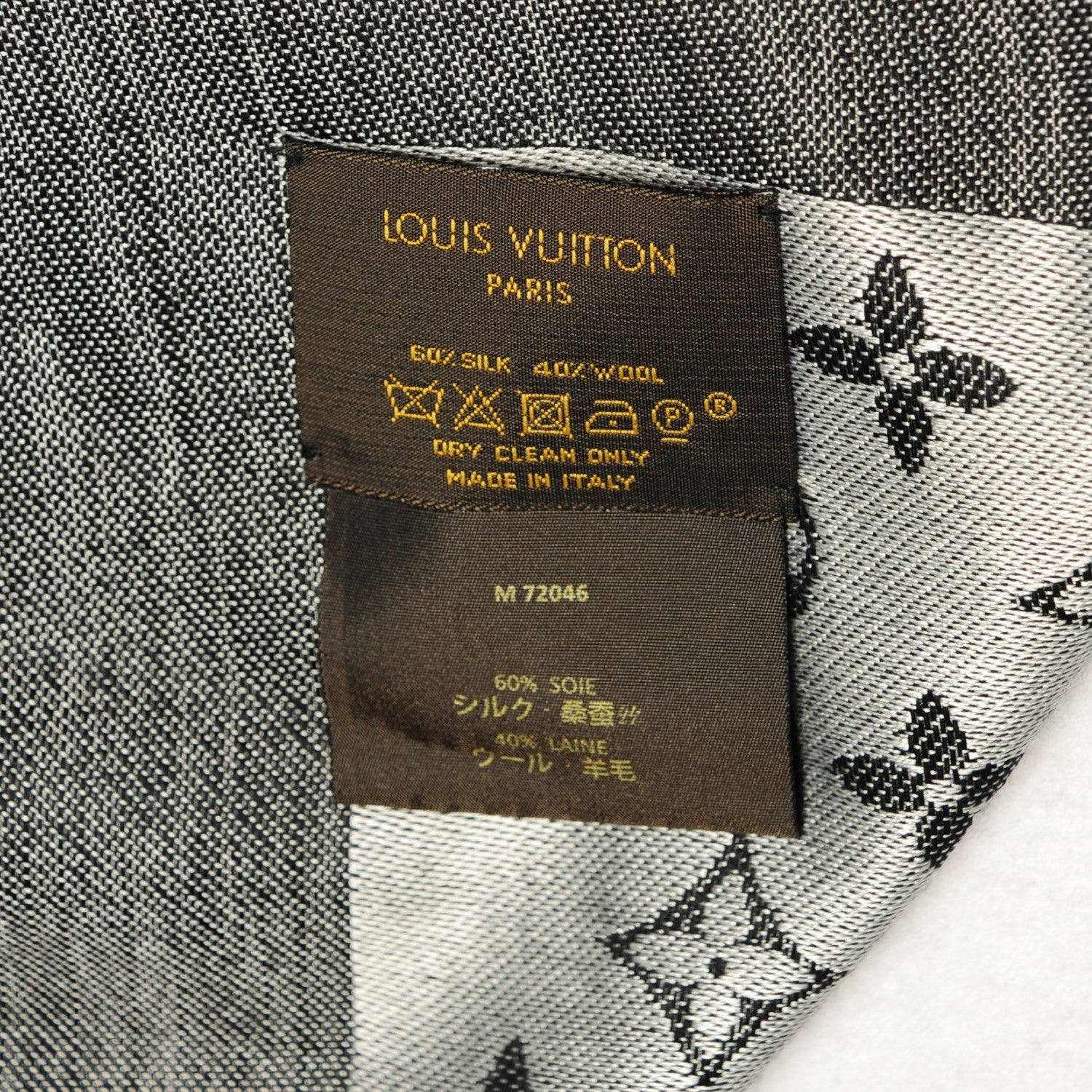 Louis Vuitton Wool Silk Monogram Denim Shawl Black 5 of 5