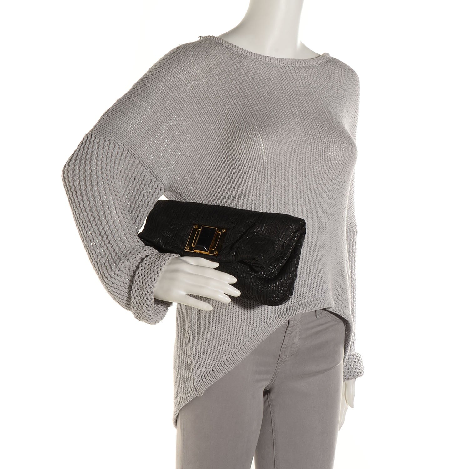 Louis Vuitton Calfskin Quilted Monogram Altair Clutch Black 2 of 8