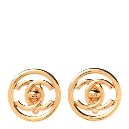Chanel CC Turnlock Large Clip On Earrings Gold 1 of 4