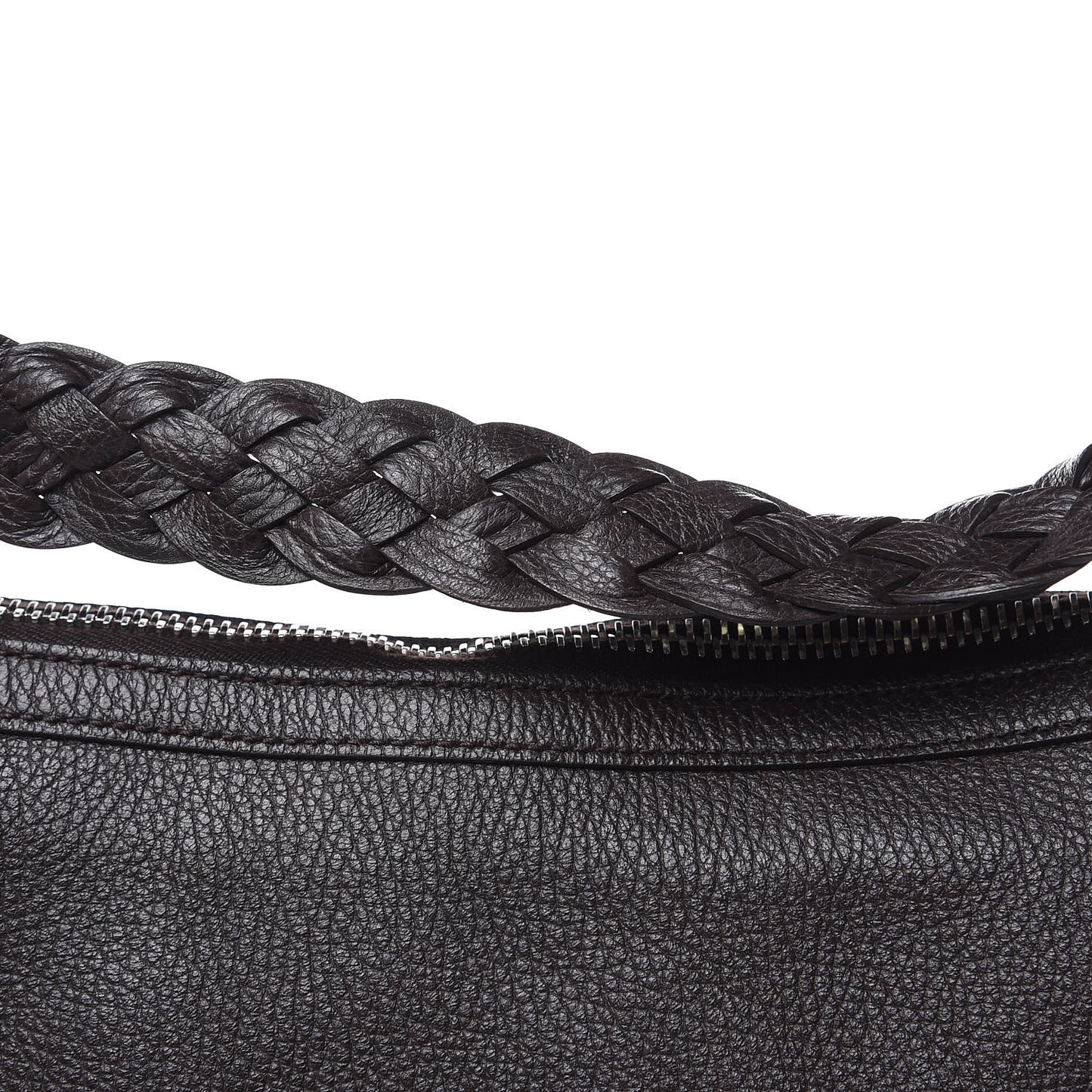 Grained Calfskin Bamboo Bar Hobo Dark Brown