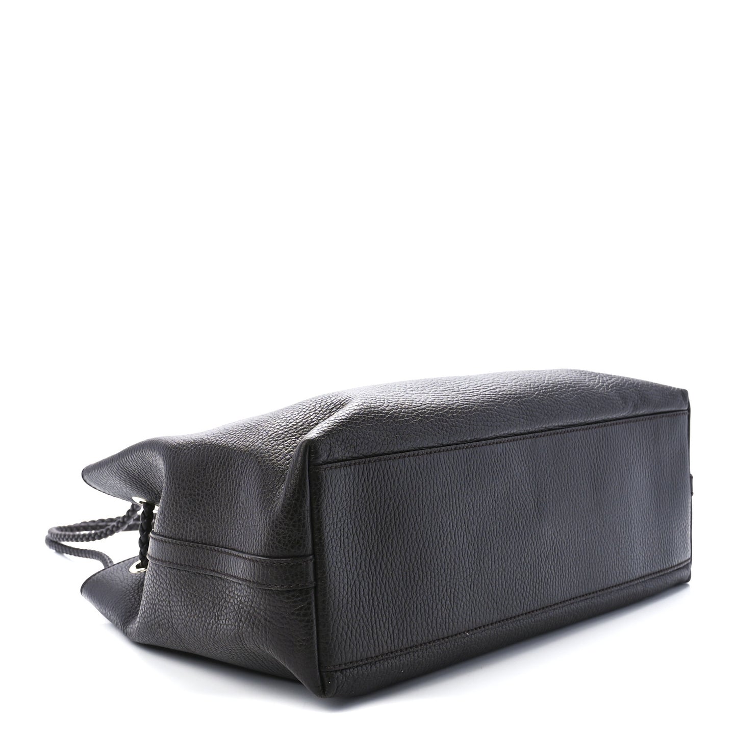 Calfskin Medium Braided Handle Gifford Tote Dark Brown