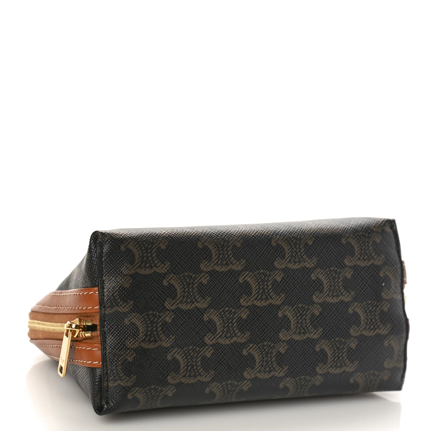 Triomphe Canvas Lambskin Clutch On Chain Tan