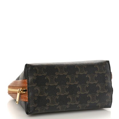Celine Triomphe Canvas Lambskin Clutch On Chain Tan 4 of 7