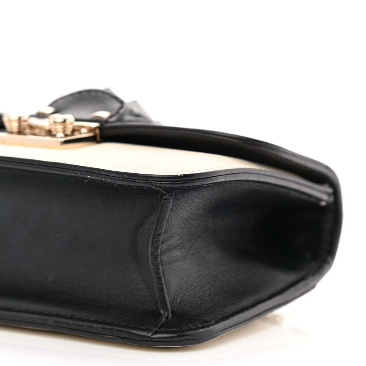 Vitello Mini Glam Lock Rockstud Flap Black Light Ivory