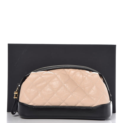 Chanel Aged Calfskin Quilted Gabrielle Classic Pouch Beige Black 9 of 9