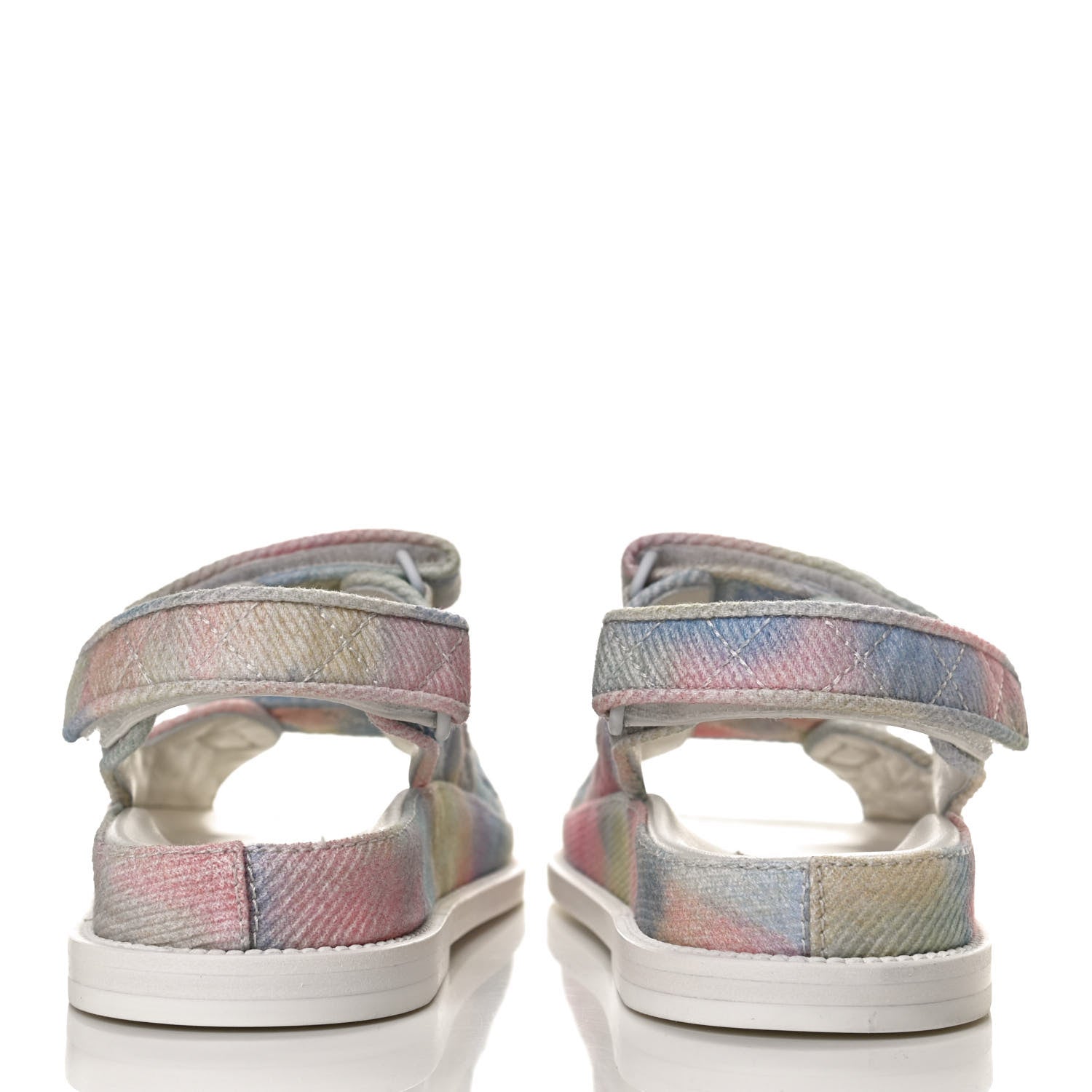 Chanel Printed Fabric Quilted Dad Sandals 36 Green Pink Blue 6 of 13