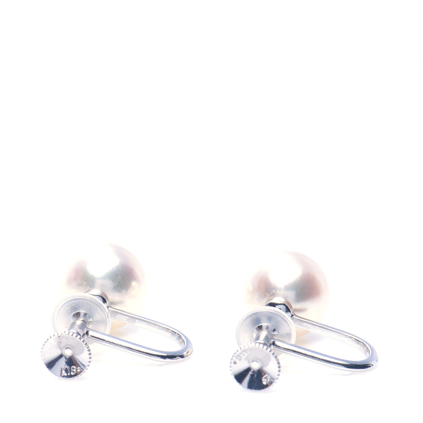 18K White Gold 8.8mm Akoya Pearl Screw Back Earrings