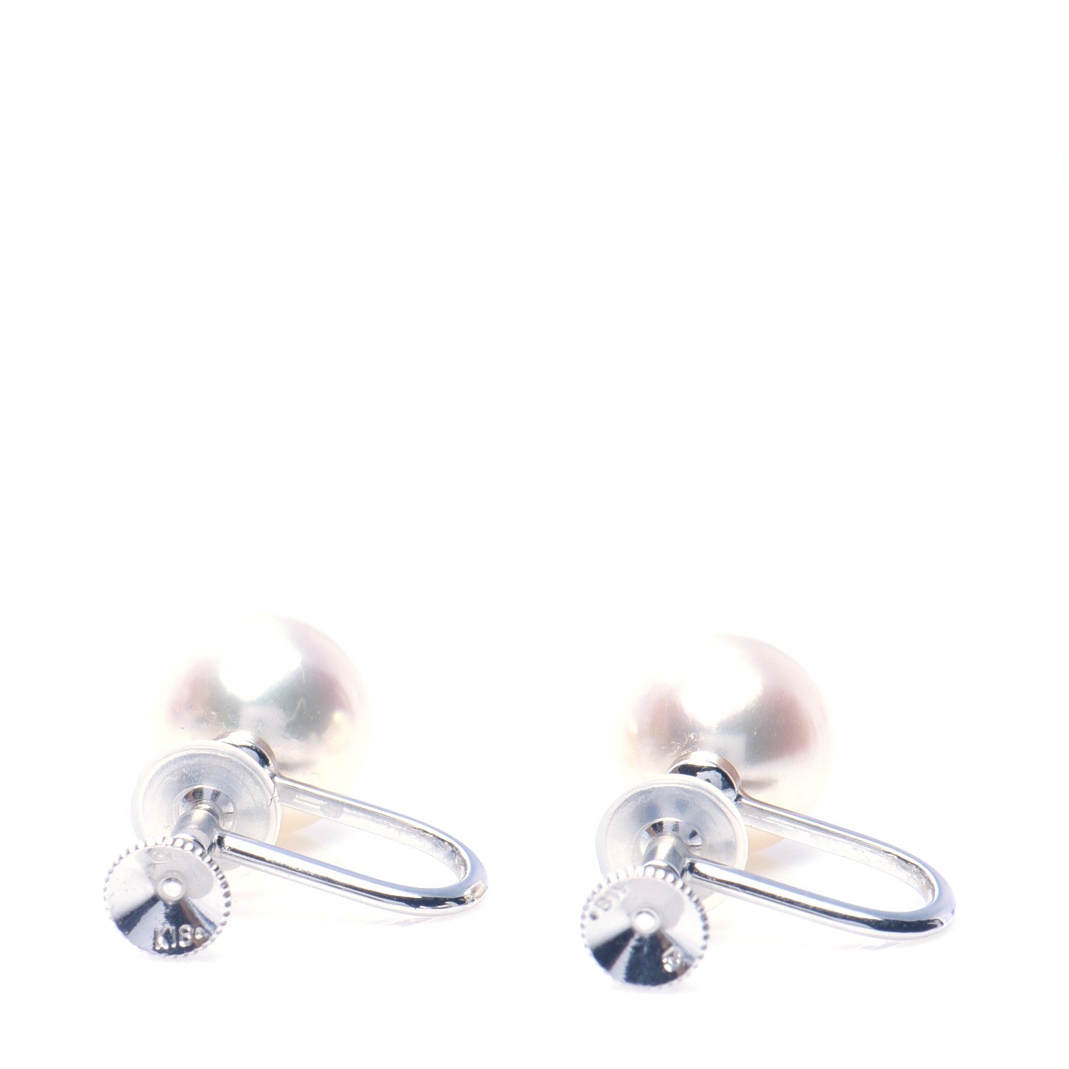 Mikimoto 18K White Gold 8.8mm Akoya Pearl Screw Back Earrings 3 of 5