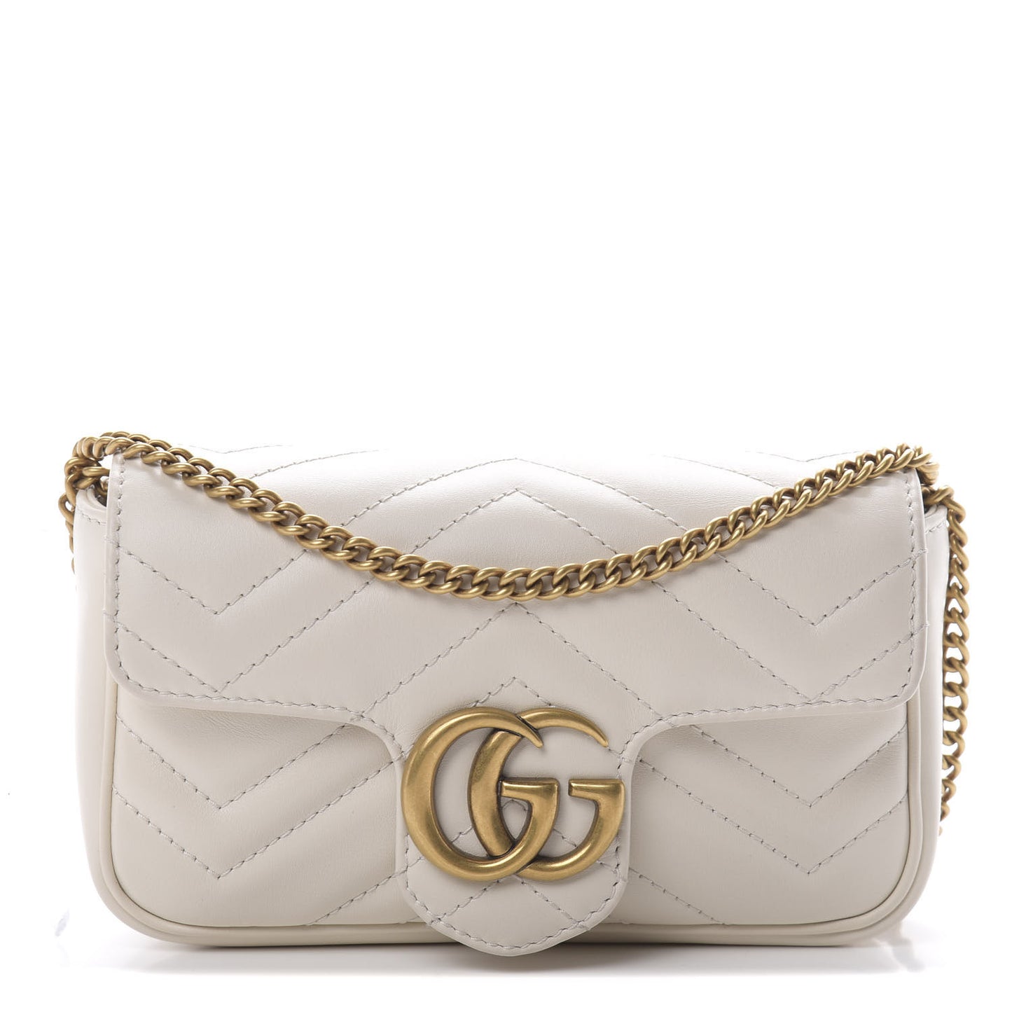 Calfskin Matelasse Super Mini GG Marmont Shoulder Bag White