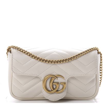 Gucci Calfskin Matelasse Super Mini GG Marmont Shoulder Bag White 1 of 12