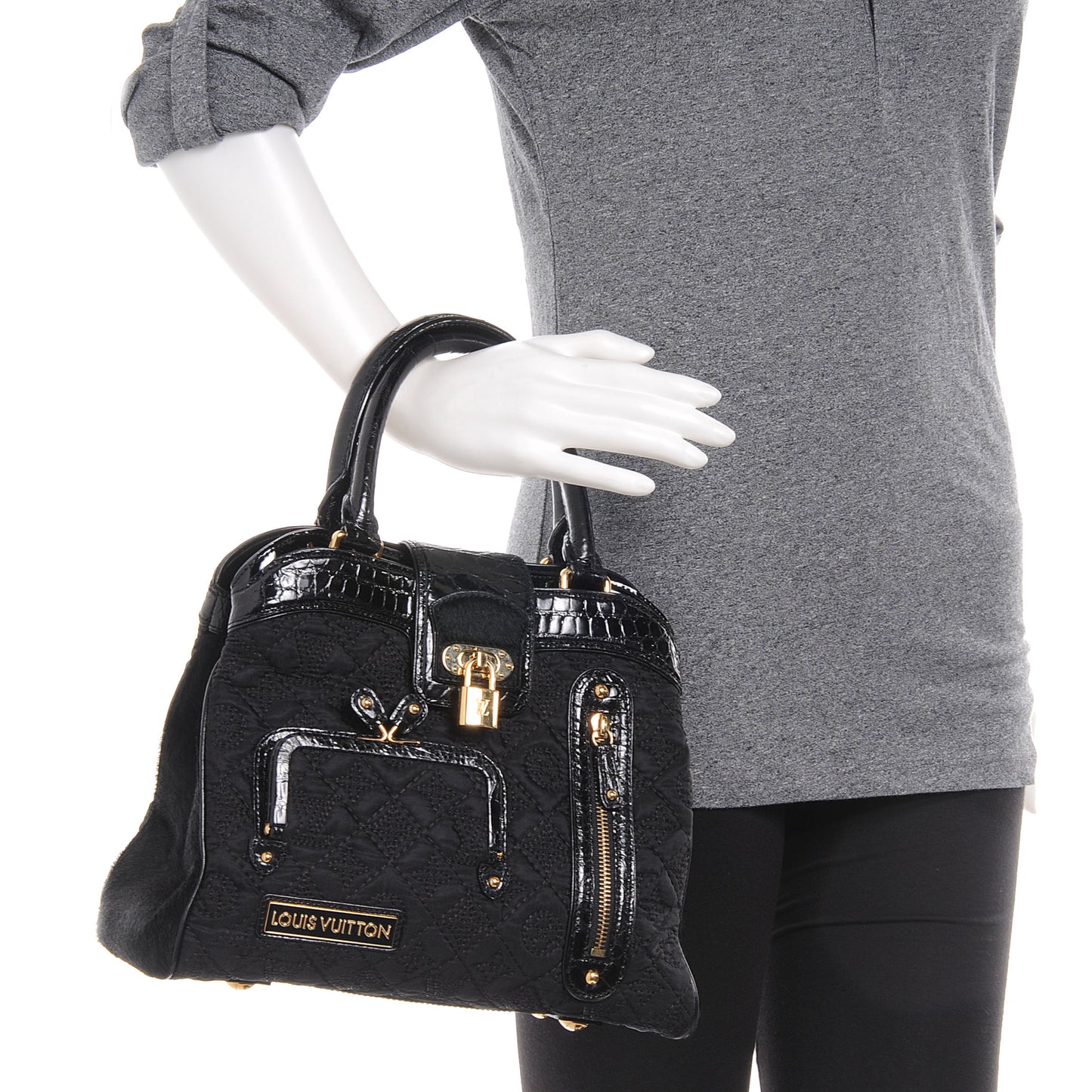 Monogram Silk Pony Hair Alligator Trim Linda Black