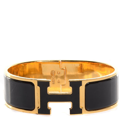 Hermes Enamel Wide Clic Clac H Bracelet PM Black 1 of 5
