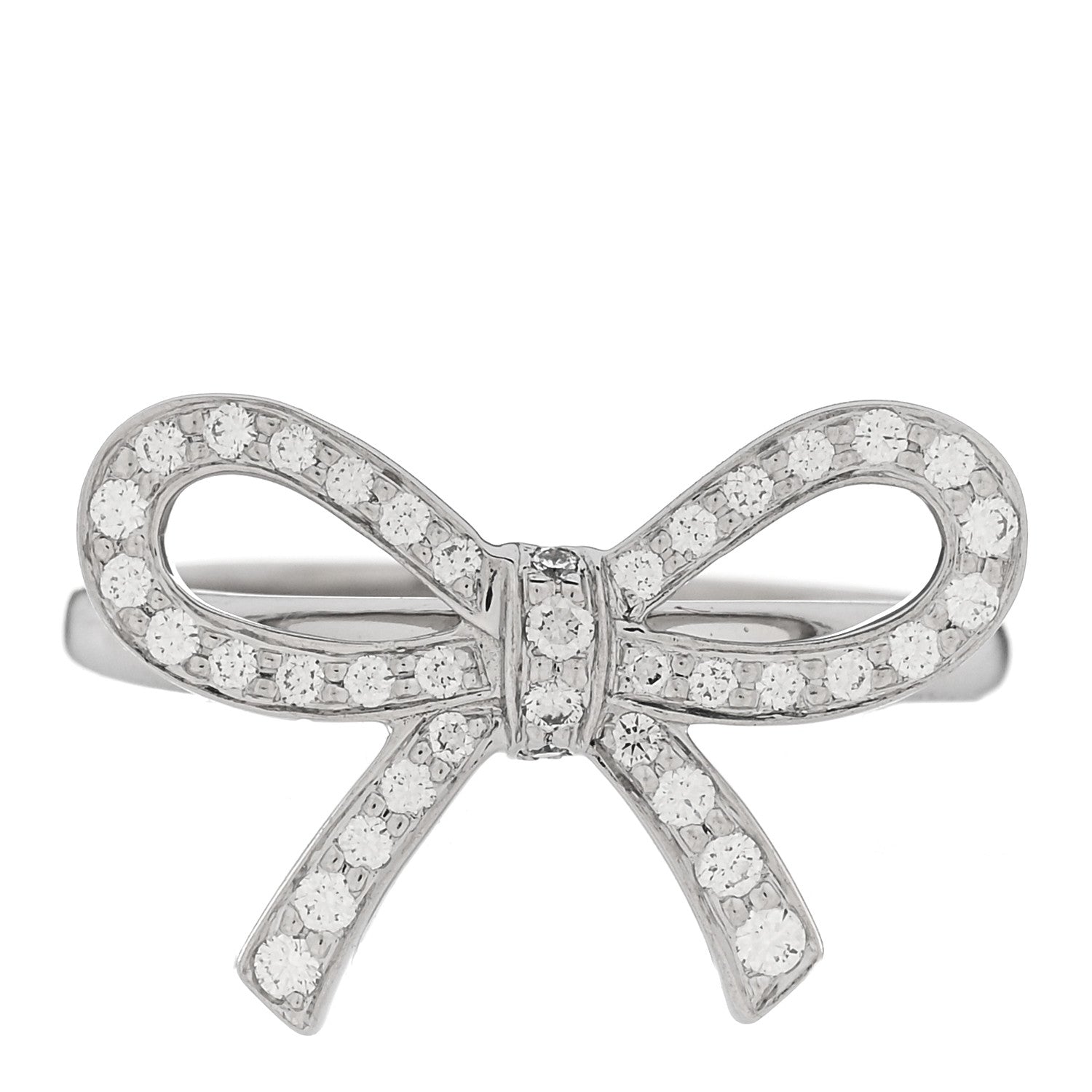 Tiffany Platinum Diamond Bow Ring 45 3.25 1 of 4