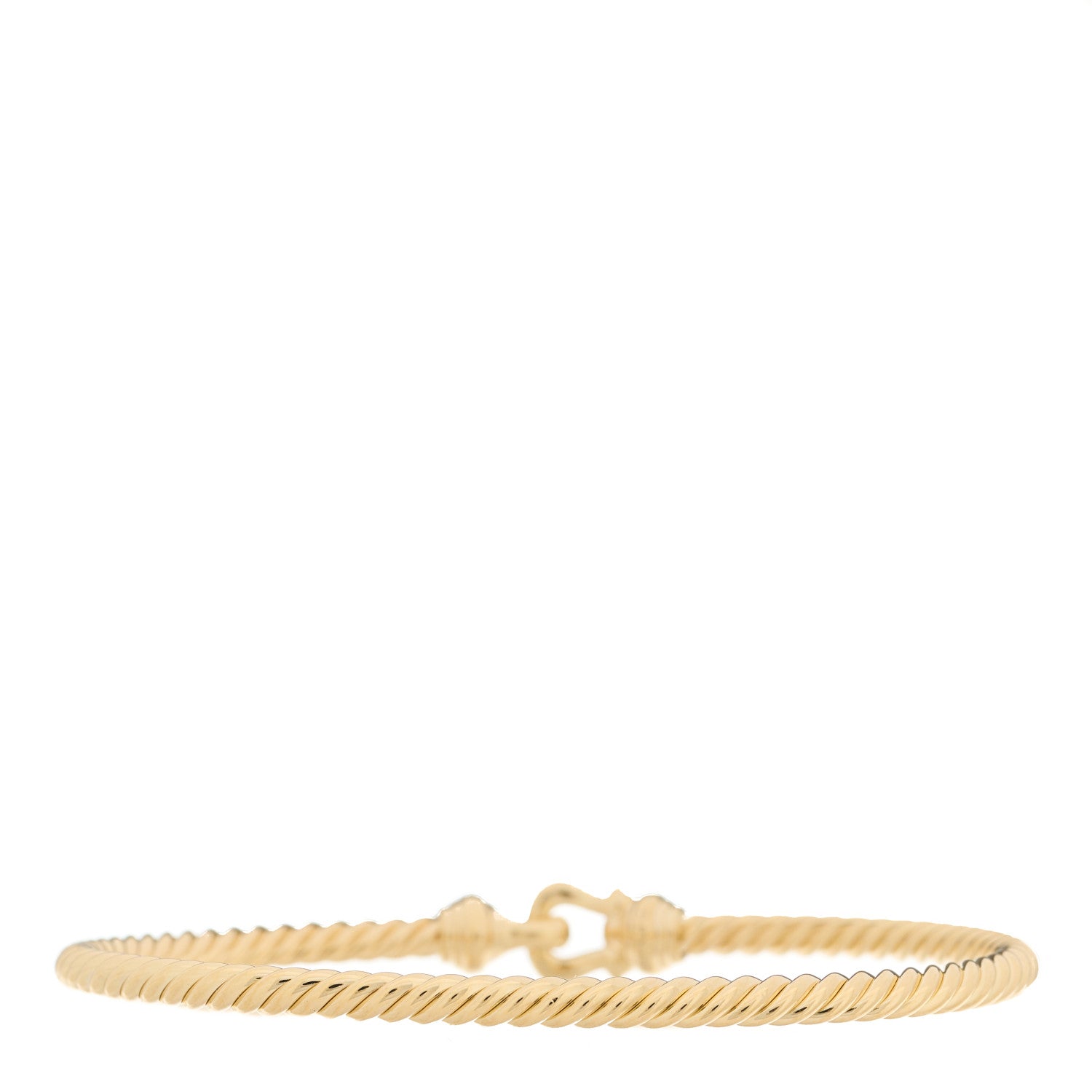 David Yurman 18K Yellow Gold Diamond 3.5mm Cable Buckle Bracelet 2 of 3